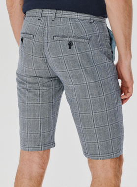 Męskie szorty w kratkę z lnem