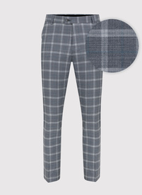 Szare spodnie garniturowe w kratę z wełną