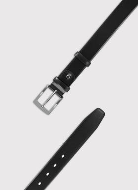 Czarny skórzany pasek męski