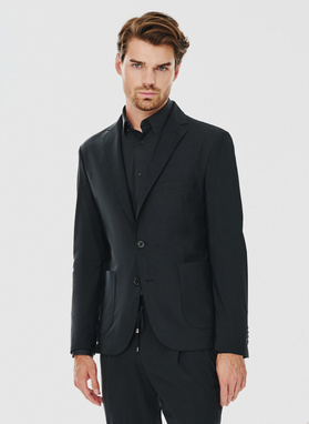 Dwuczęściowy gładki garnitur męski w kolorze czarnym