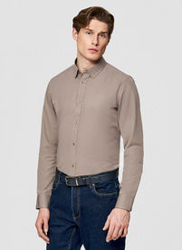 Brązowa koszula męska z wełną