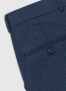 Granatowe spodnie garniturowe w pepitkę