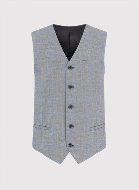 Męska szara kamizelka w kratę