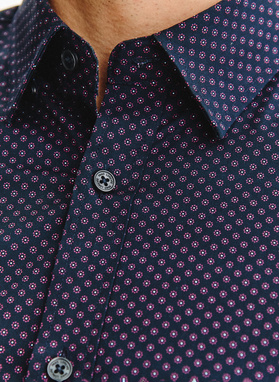 Granatowa koszula w kwiaty