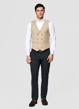 Beżowa kamizelka garniturowa z wełny