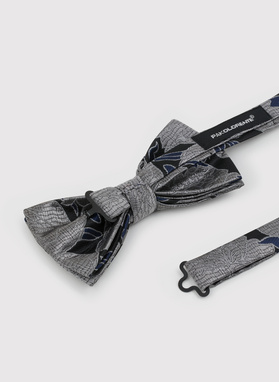 Mucha męska z szarym kwiatowym wzorem