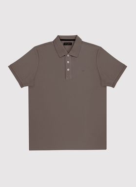 Brązowy t-shirt polo na trzy guziczki