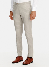 Beżowe spodnie garniturowe w prążek