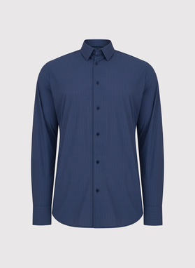 Granatowa dzianinowa koszula w jodełkę