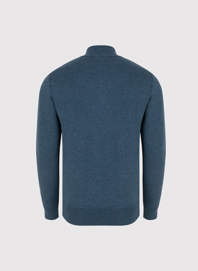 Granatowy sweter z rozpinaną stójką