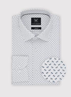 Biała koszula męska w mikrowzór