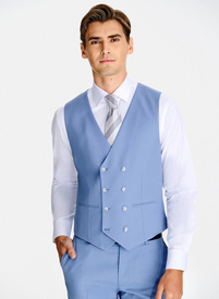 Niebieska wełniana kamizelka garniturowa