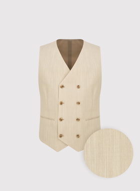 Beżowy wełniany garnitur męski