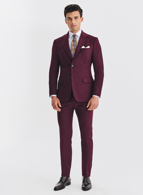 Bordowe spodnie garniturowe