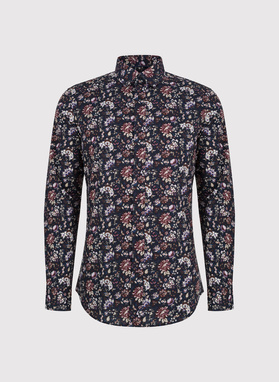 Granatowa koszula w kwiaty