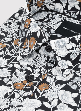 Czarna koszula męska kwiaty
