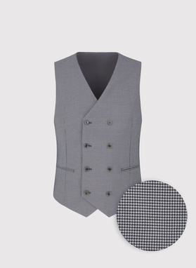Dwurzędowa szara kamizelka w pepitkę