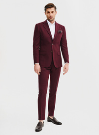 Gładki bordowy garnitur męski