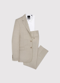 Beżowy wełniany garnitur męski