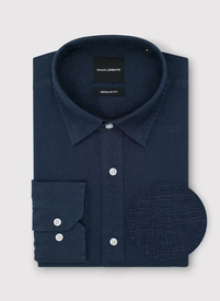 Lniana koszula męska w kolorze granatowym