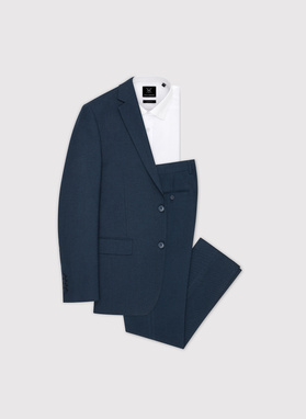 Granatowy garnitur męski z lnem