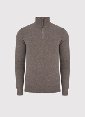 Brązowy sweter z rozpinaną stójką