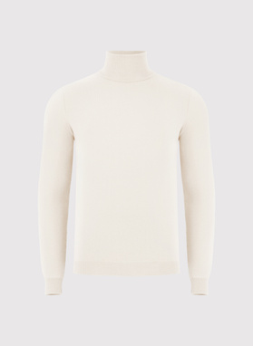 Biały gładki golf męski