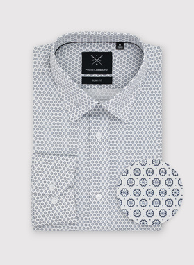 Biała koszula męska w mikrowzór
