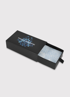 Jedwabna niebieska poszetka we wzór