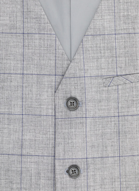 Szara kamizelka męska w granatową kratkę