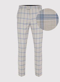 Beżowe spodnie garniturowe w kratę