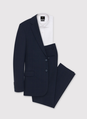 Spodnie garniturowe w kratę Windowpane