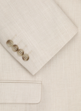 Beżowy garnitur męski z lnem