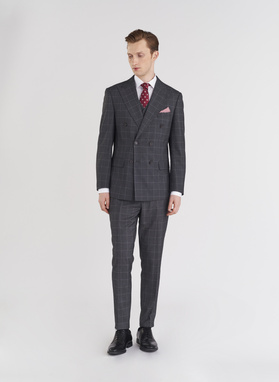 Szare garniturowe spodnie w kratę