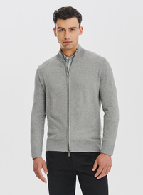 Szary rozpinany sweter męski