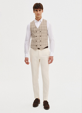 Dwurzędowa kamizelka męska w mocną kratę