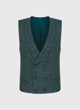 Zielona dwurzędowa kamizelka męska