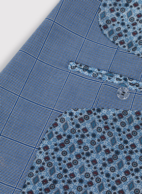 Niebieski garnitur męski w kratkę