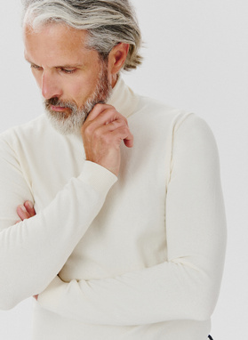 Biały gładki golf męski