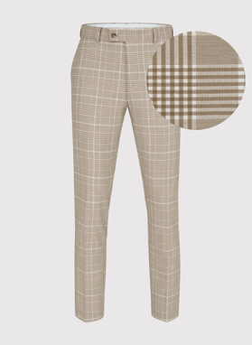 Beżowy garnitur męski w kratkę