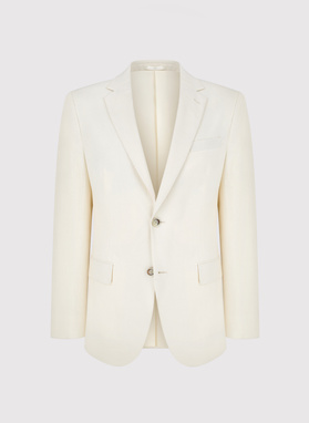 Beżowy garnitur męski z lnem