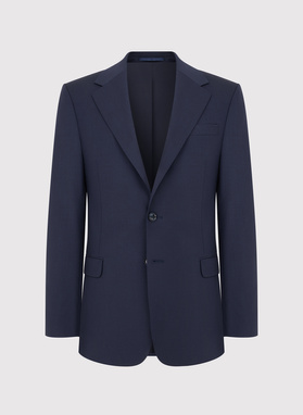 Wełniany granatowy garnitur męski