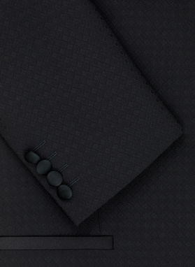 Wełniana czarna marynarka smokingowa w mikrowzór