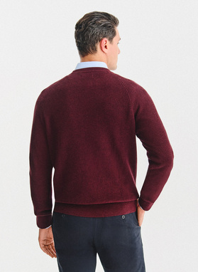 Bordowy bawełniany sweter męski
