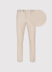 Beżowe spodnie ganiturowe w prążek