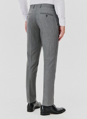 Szare spodnie garniturowe w prążek