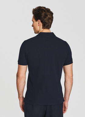 Granatowe bawełniane polo męskie