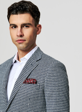 Granatowa marynarka w pepitkę