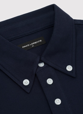 Granatowy t-shirt polo z bawełny