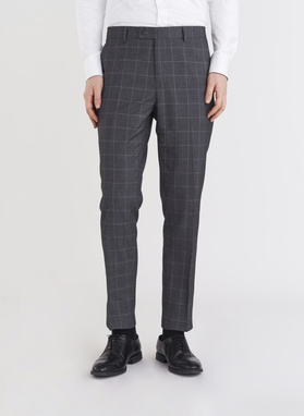 Szare garniturowe spodnie w kratę